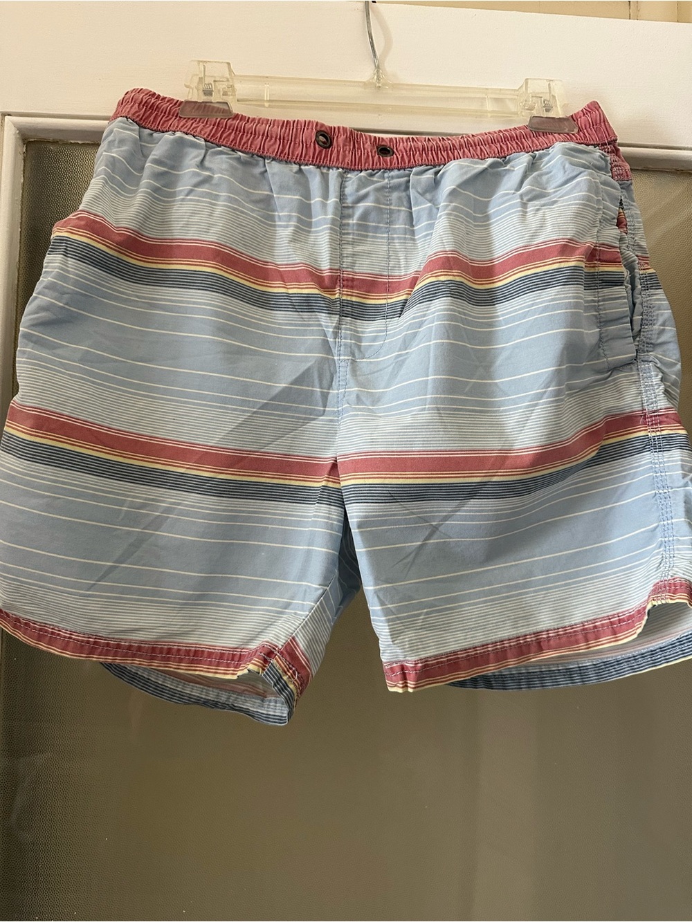 Men’s Cotton On Light Blue Shorts with Coral Stripes